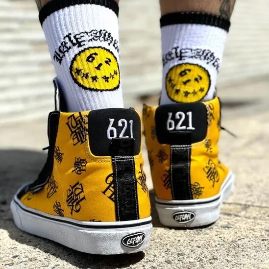 【15％OFF】LEFLAH レフラー レイヤード総柄スニーカー (YELLOW) シューズ SHOES