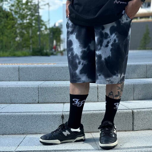 【15%OFF】LEFLAH タイダイスウェットショーツ (BLACK) SHORTS ショートパンツ 【15%OFF】LEFLAH タイダイスウェットショーツ (BLACK) SHORTS ショートパンツ