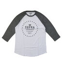 Mサイズ Lサイズ【50%OFF 半額】SUPRA スープラ STAR SEAL RAGLAN T-SHIRTS (GREY HEATHER-WHITE) 7分袖ラグランTシャツ【国内正規取扱い店】【アパレル/トップス】(4)