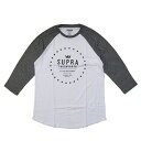 Mサイズ Lサイズ【50 OFF 半額】SUPRA スープラ STAR SEAL RAGLAN T-SHIRTS (GREY HEATHER-WHITE) 7分袖ラグランTシャツ【国内正規取扱い店】【アパレル/トップス】