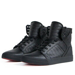 スープラ 23cm【50%OFF 半額】SUPRA スープラ SKYTOP1 CLASSICS スカイトップ1 BLACK-BLACK-RED LEATHER(レザー) シューズ スニーカー08003-081【国内正規取扱い店】