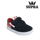 【11cm/サンプルシューズ/sample】SUPRA(スープラ) TODDLER STACKS VULC(トドラースタックスヴァルク) BLACK-RISK RED-WHITE シューズ スニーカー【国内正規取扱い店】