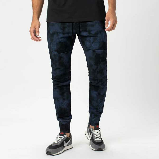 【20 OFF】【JAPAN FIT】ZANEROBE ゼインローブ SURESHOT FLEECE JOGGER PANTS BLACK INK TIE DYE メンズ ジョガー パンツ スウェットパンツ ボトムス ズボン ストレッチ 伸縮 スキニー 太もも ゆったり 立体裁断 濃い ネイビー タイダイ 染め フリース