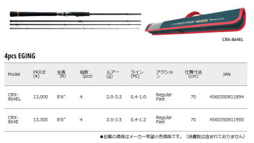 【送料無料】メジャークラフト「三代目」クロステージ／【CRX-864E】エギングシリーズ【スピニングモデル】【4ピース】