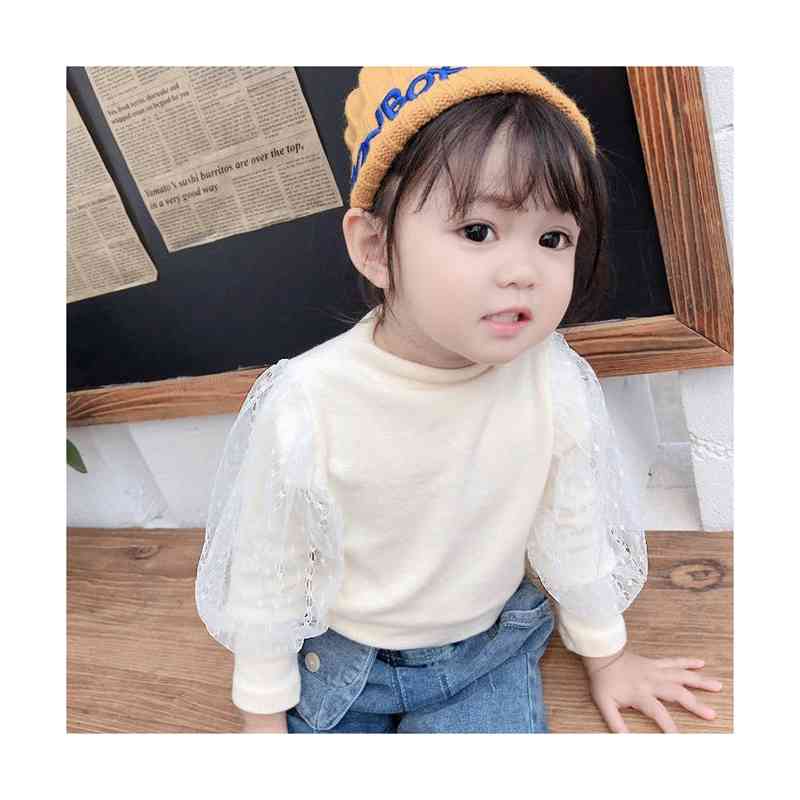 トップス カットソー Tシャツ 袖レース 長袖tシャツ 女の子 長袖 キッズ tシャツ ...