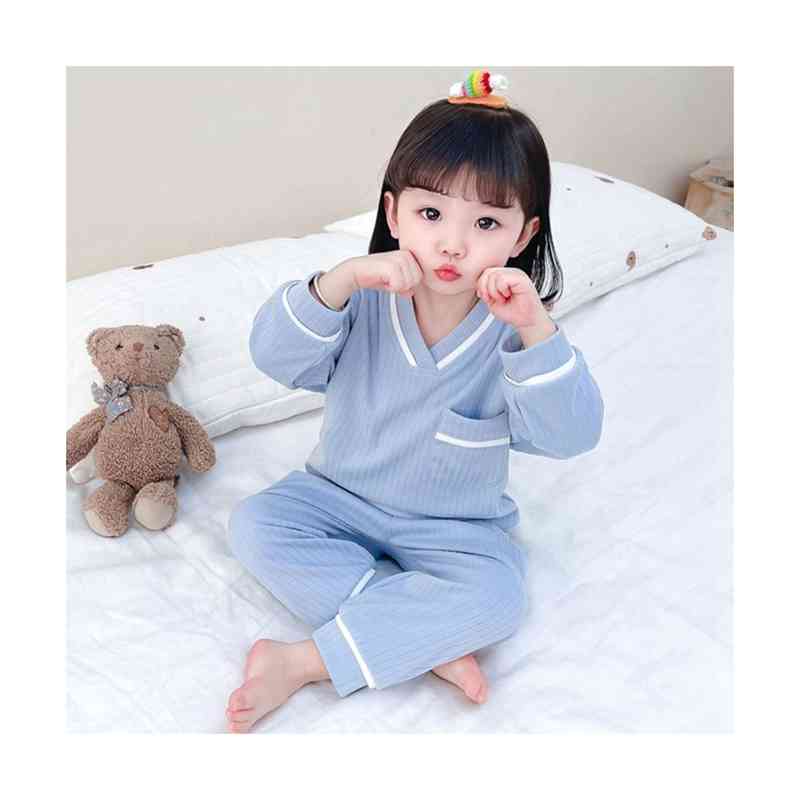 キッズ 無地 上下セット 春秋 女の子 パジャマ ルームパジャマ vネックパジャマ ロングパンツ ルームウエア 長袖 無地 vネック 普段着 二点セット シンプル カジュアル おしゃれ 送料無料 部屋着 ナイトウエア 寝巻き 子供服 無地