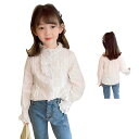 フリルブラウス ジュニア 無地 フリル かわいい インナーブラウス ショートブラウス 子供ブラウス トップス ブラウス 春秋 可愛い 長袖 シンプル おしゃれブラウス おしゃれ 女の子 女児 インナーウエア 子供服 キッズ
