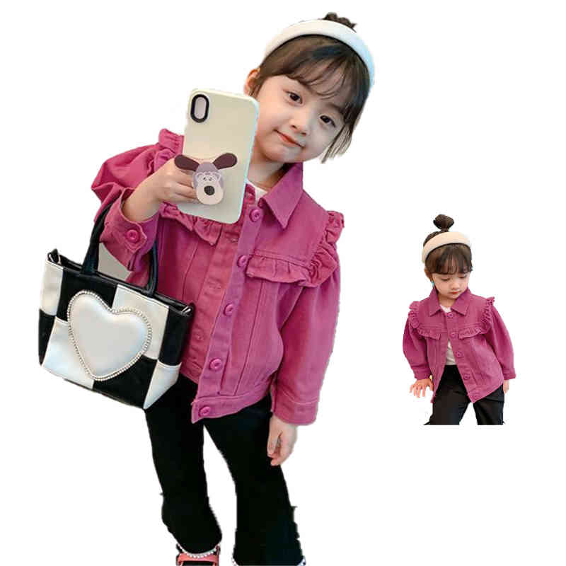 Rakuten - デニム キッズ 長袖 かわいい アウター カジュアルジャケット デニムジャケット ジャケット 女の子 トップス ガールズ デニムコート ショット丈 フリルジャケット 春秋 おしゃれ ブルゾン 送料無料 可愛い 子供服