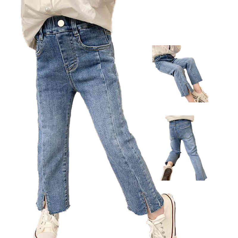 ロングパンツ おしゃれ カジュアルパンツ カジュアル ロング丈 デニムパンツ 無地 シンプル 春秋 ジュニア 送料無料 デニム 女の子 パンツ 長ズボン ゆったり キッズ