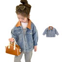 キッズ パーカー デニムショートジャケット ショート丈 デニムジャケット デニム ショート丈 女の子 春秋 送料無料 カジュアル 子供アウター 可愛い ジャケット 子供服 無地 無地 シンプル トップス(4)