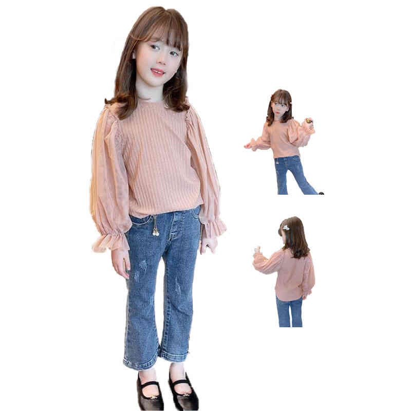 Rakuten - インナーブラウス 女の子 フリルブラウス シンプル フリルブラウス プリーツブラウス おしゃれブラウス ブラウス キッズ おしゃれ プルオーバー トップス フリル 無地 キッズ カジュアル おしゃれ 送料無料 インナーウエア 長袖 春秋