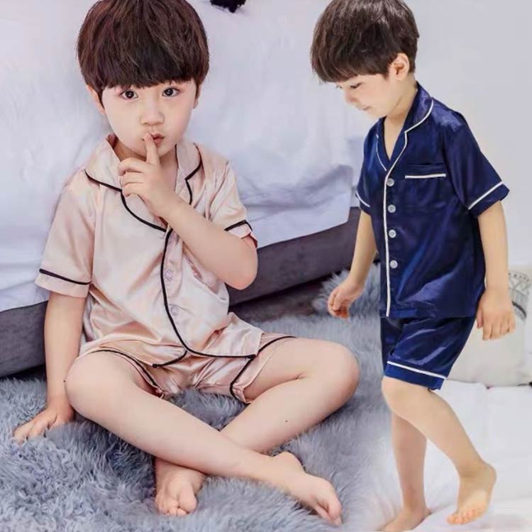 上下セット キッズ パジャマ 男女兼用 ベビー 女の子 送料無料 夏 アイスシルク 男の子 薄手 セットアップ トップス+半ズボン 前開き 160 ルームウェア 子供パジャ 半袖 部屋着 かわいい おしゃれ 可愛い 寝巻き 110 130 140 150 パジャマ