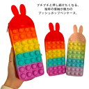 プッシュポップ ペンケース キッズ 子供 シリコン 筆箱 スクイーズ玩具 バブル感覚 おもちゃ 小物入れ 筆入れ ペン入れ メイクポーチ レインボー グラデーション マルチケース 知育玩具 ストレス解消 洗える 可愛い ギフト プレゼント 送料無料