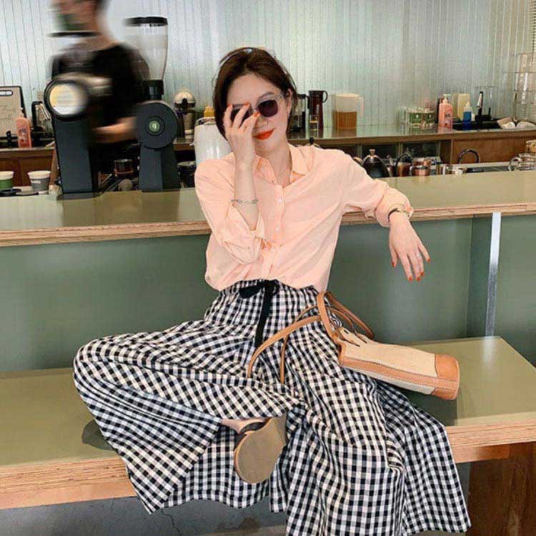 ワイドパンツ レディース チェック柄 ガウチョパンツ スカーチョ 涼しい ロングパ...
