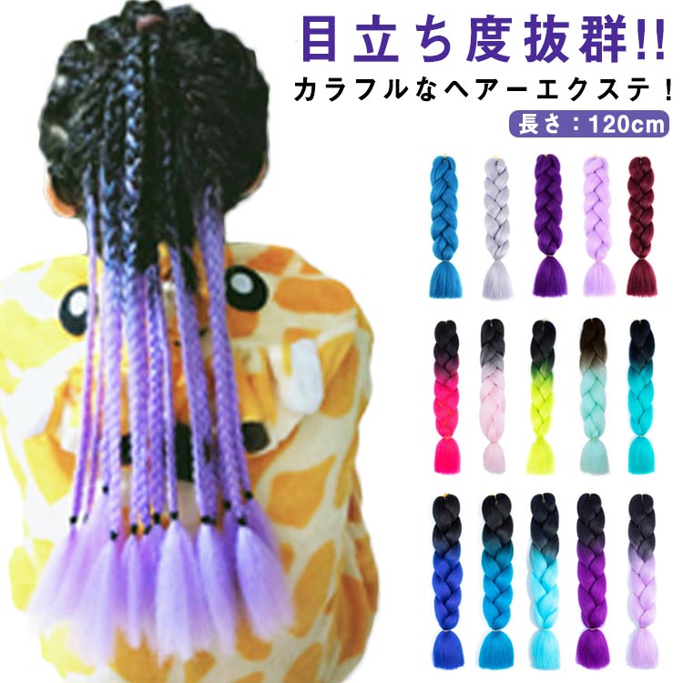 盛りアップ エクステンション ヘアアクセサリー ウィッグ グラデーション かつら 三つ編み ウィッグ つけ毛 ヒップホップ ブレイズ ダンス髪型 ヘアアレンジ 仮装 コスプレ ジャズダンス 子供用 ハロウィン