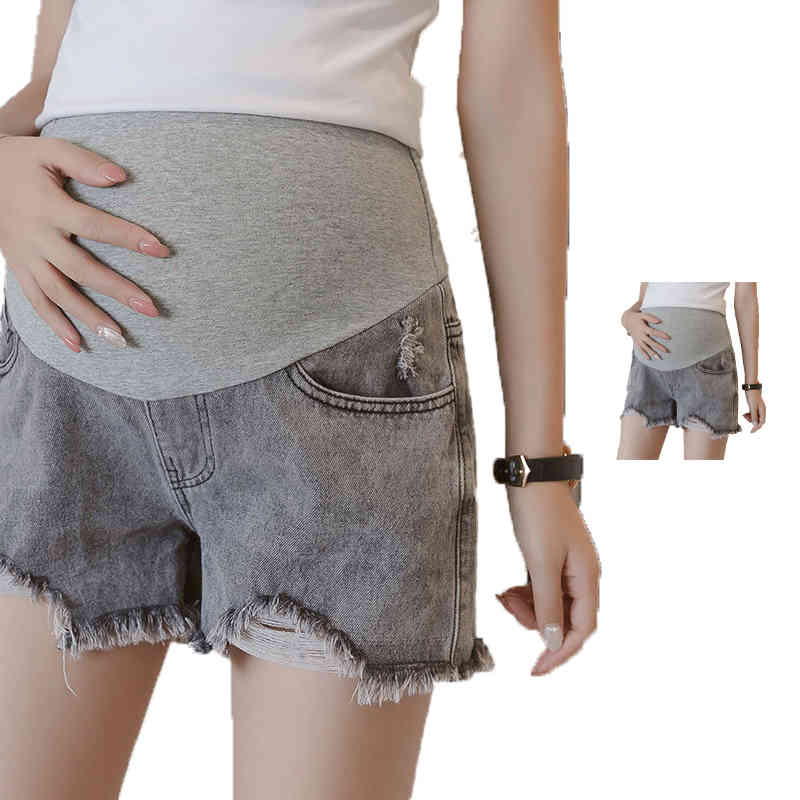 マタニティ パンツ デニム ショートパンツ マタニティウェア 妊娠服 送料無料 ダメージ加工 フリンジ マタニティデニム 産前産後 大きいサイズ 春夏 ズボン おしゃれ マタニティデニムパンツ ショートパンツ お腹周りをサポート