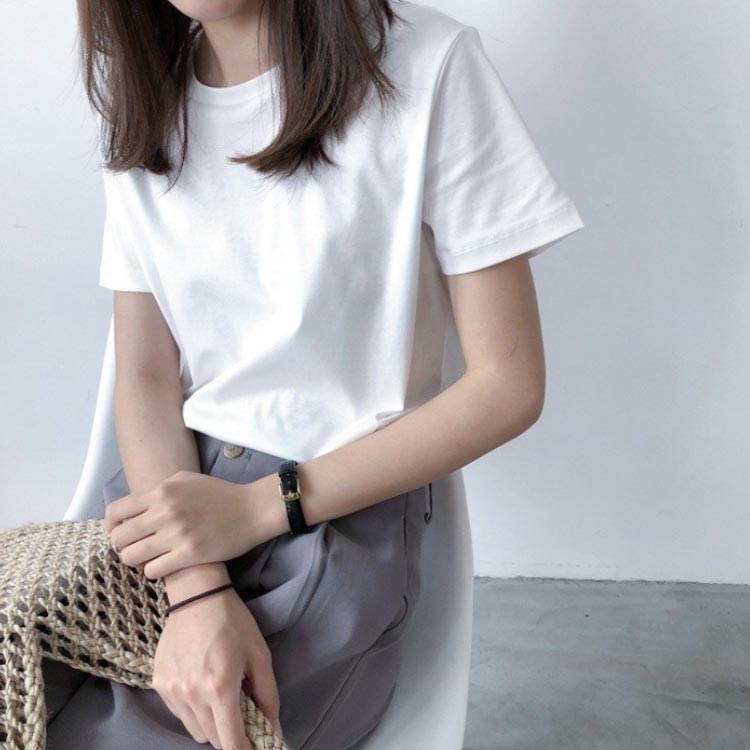 インナーTシャツ トップス 半袖tシャツ カットソー 白Tシャツ M tシャツ レディース コットン100％ 半袖 綿100％ ホワイト 無地 送料無料 M L 定番