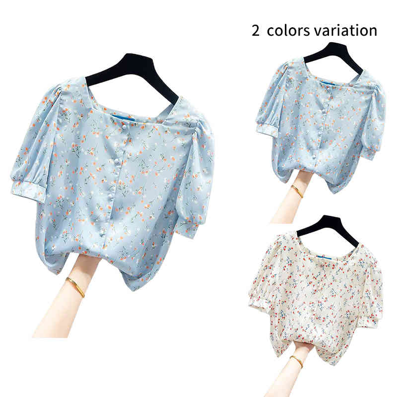 樂天商城 - 花柄 ブラウス 春夏 レディース シフォンブラウス 半袖 花柄 ショ-ト丈 シフォン ゆったり トップス おしゃれブラウス フォーマルブラウス シンプル カジュアル おしゃれ フェミニン おでかけ 送料無料