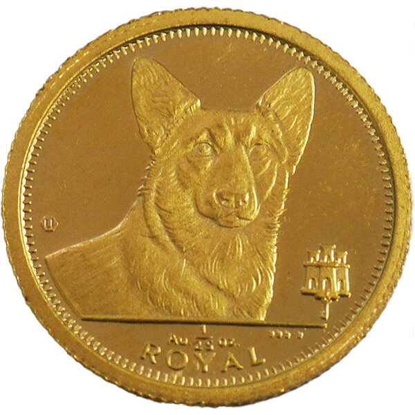 【中古AB/使用感小】貨幣 ロイヤルドッグコイン 1991年 コーギー 1/25オンス エリザベス2世 K24　24金　純金 K24 Au 1/25oz 1991刻印