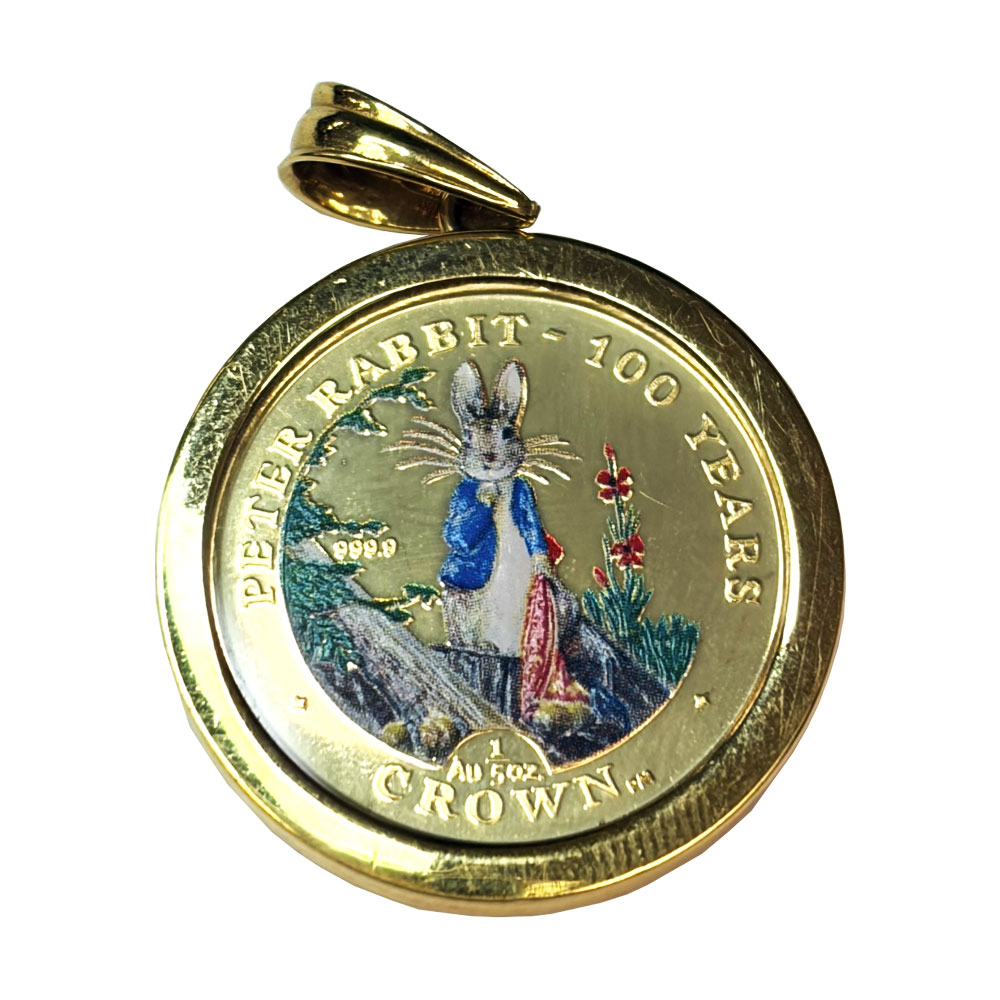 Rakuten - 【中古A/美品】ペンダントトップ ピーターラビット 100周年記念 1/5オンス 1/5oz 2002年 イギリス領ジブラルタル 24金 K24