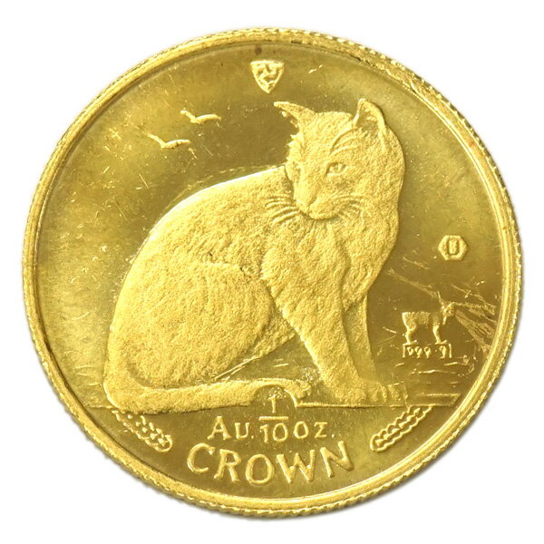 【中古AB/使用感小】 マン島 キャットコイン 1990年 路地裏の猫 1/10オンス エリザベス2世 金貨 純金 硬貨 貨幣 20389001のサムネイル