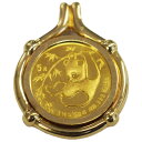 【中古AB/使用感小】 コイン:K24/枠:K18ペンダントトップ パンダ 金貨 5元 純金 1/20オンス 1/20oz 1985年 中国 コイン 硬貨 24金 K24 20501902015
