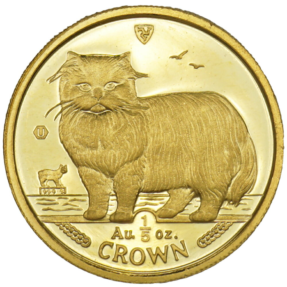 【中古B/標準】 貨幣 マン島 キャットコイン 金貨 純金 1/5オンス 1/5oz 1989年 ペルシャ猫 エリザベス2世 猫 ネコ 24金 K24 硬貨 メダル 20536366075のサムネイル