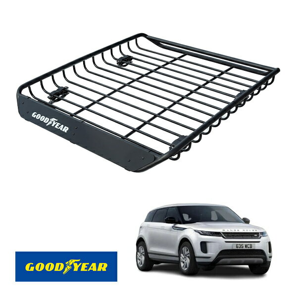 【GOODYEAR正規品】 スチール ルーフラック MEGA PRO 1341mm×124mm×1105mm 耐荷重100kg ブラック 組み立て式 GOODYEARロゴ入り ルーフキャリア バスケット ベースキャリア装着車両 カーゴネット ランドローバー レンジローバーイヴォーク LZ