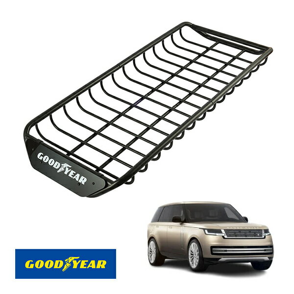 【GOODYEAR正規品】 スチール ルーフラック SKINNY PRO 1470mm×590mm×124mm 耐荷重75kg ブラック 組み立て式 GOODYEARロゴ入り ルーフキャリア バスケット ベースキャリア カーゴネット ランドローバー レンジローバー LK