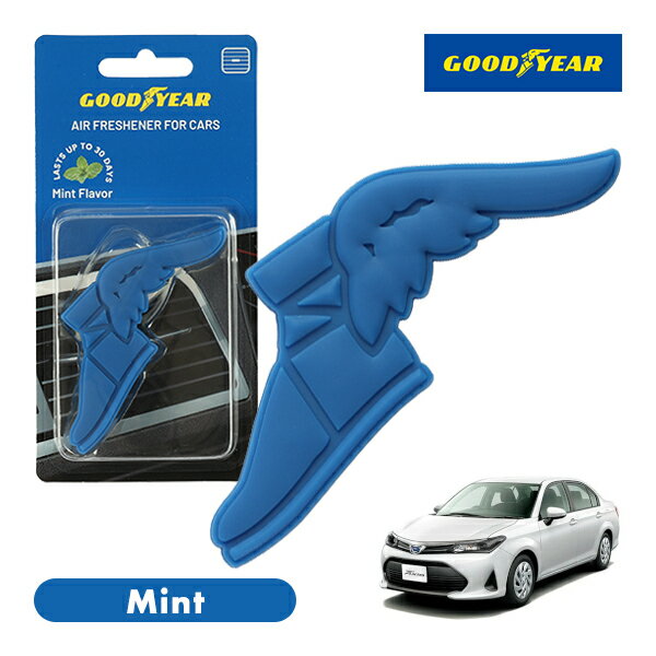 P10倍 エントリー 【GOODYEAR正規品】 ブルー 青色 ウイングフット型 芳香剤 ミント クリップ式 エアフ..