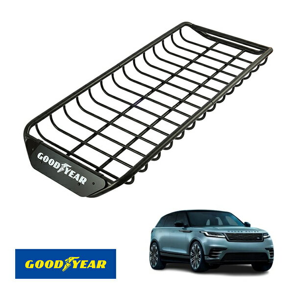 【GOODYEAR正規品】 スチール ルーフラック SKINNY PRO 1470mm×590mm×124mm 耐荷重75kg ブラック 組み立て式 GOODYEARロゴ入り ルーフキャリア バスケット ベースキャリア カーゴネット ランドローバー レンジローバーヴェラール LY