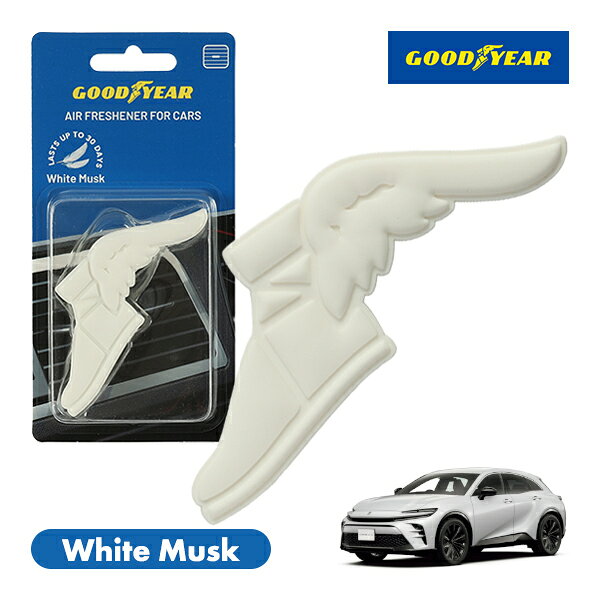 【GOODYEAR正規品】 ホワイト 白色 ウイングフット型 芳香剤 ホワイトムスク クリップ式 エアフレッシュナー エアコン吹き出し口 フレグランス トヨタ クラウンスポーツ 30系