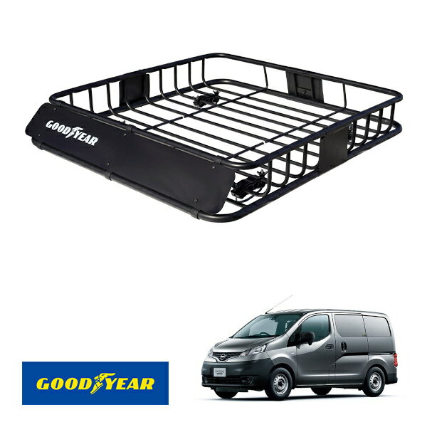 【GOOD YEAR正規品】 スチール ルーフラック ROAD PRO 1111mm×158mm×993mm 耐荷重100kg ブラック 組み立て式 GOOD YEARロゴ入り ルーフキャリア バスケット ベースキャリア カーゴネット 日産 NV200バネット M20