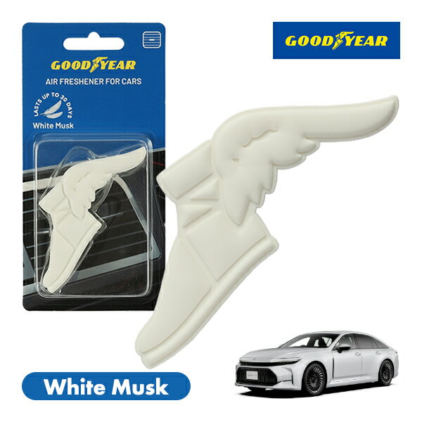 【GOODYEAR正規品】 ホワイト 白色 ウイングフット型 芳香剤 ホワイトムスク クリップ式 エアフレッシュナー エアコン吹き出し口 フレグランス トヨタ クラウンセダン 30系