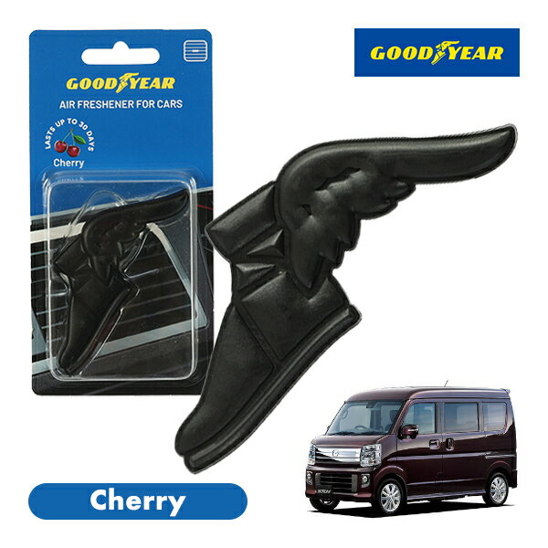 P10倍 エントリー 【GOODYEAR正規品】 ブラック 黒色 ウイングフット型 芳香剤 チェリー クリップ式 エアフレッシュナー エアコン吹き出し口 フレグランス マツダ スクラムワゴン DG17W