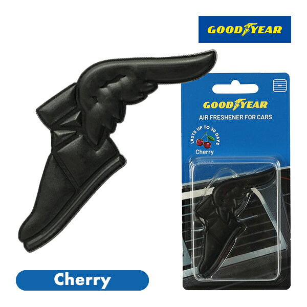 【GOODYEAR正規品】 ブラック 黒色 ウイングフット型 芳香剤 チェリー クリップ式 エアフレッシュナー エアコン吹き出し口 フレグランス 車用 汎用