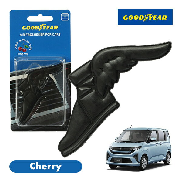 【GOODYEAR正規品】 ブラック 黒色 ウイングフット型 芳香剤 チェリー クリップ式 エアフレッシュナー エアコン吹き出し口 フレグランス ダイハツ ムーヴ LA850系