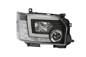 送料無料 ハイエース 200系 4型 ファイバー LED付 プロジェクターヘッドライト ブラック ハロゲン車用 流れるウィンカー シーケンシャル トヨタ