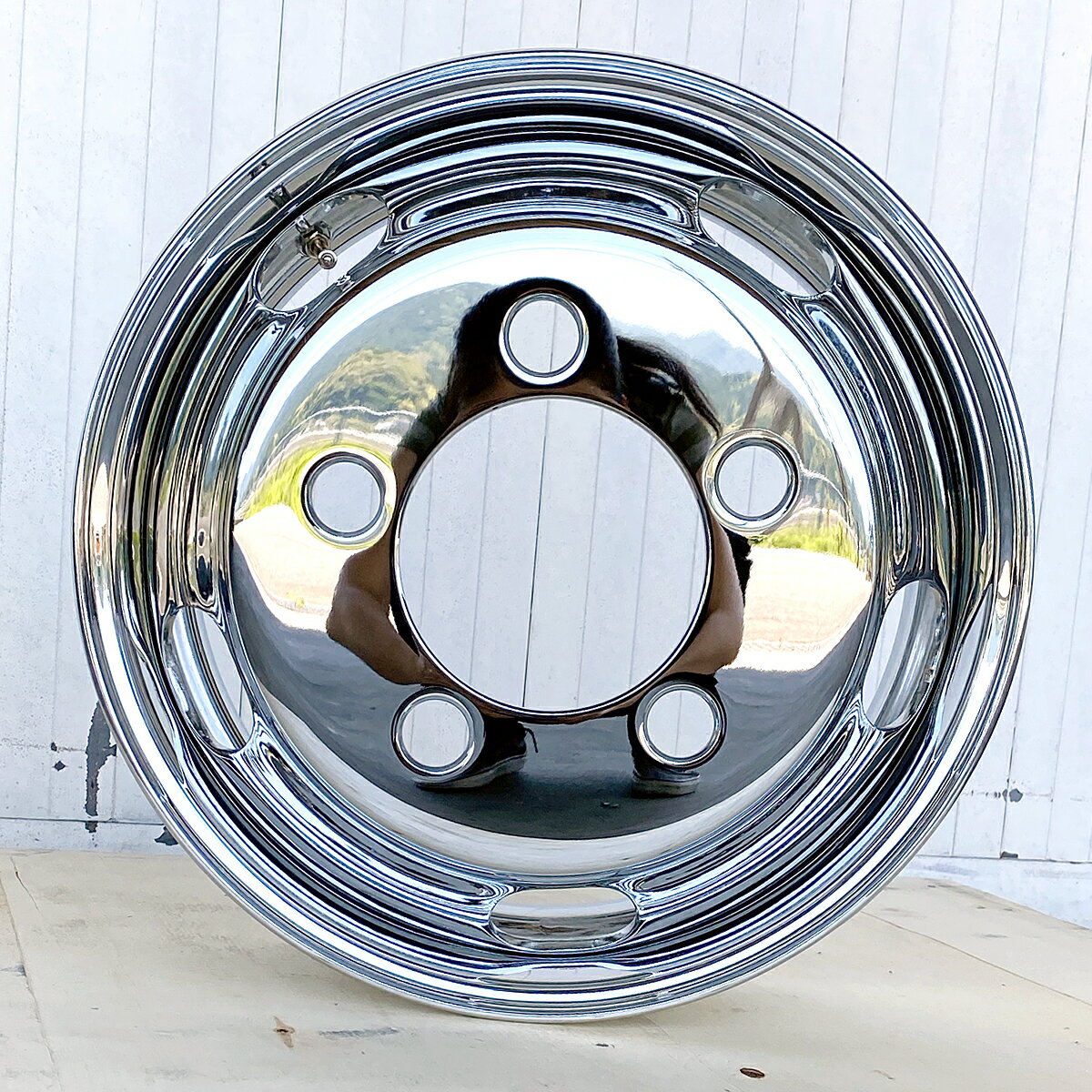メッキホイール17.5x5.25オフセット1135穴ダイナデュトロエルフ2tトラックフロント用錆止め加工無料1年保証付き中国製DOT-X