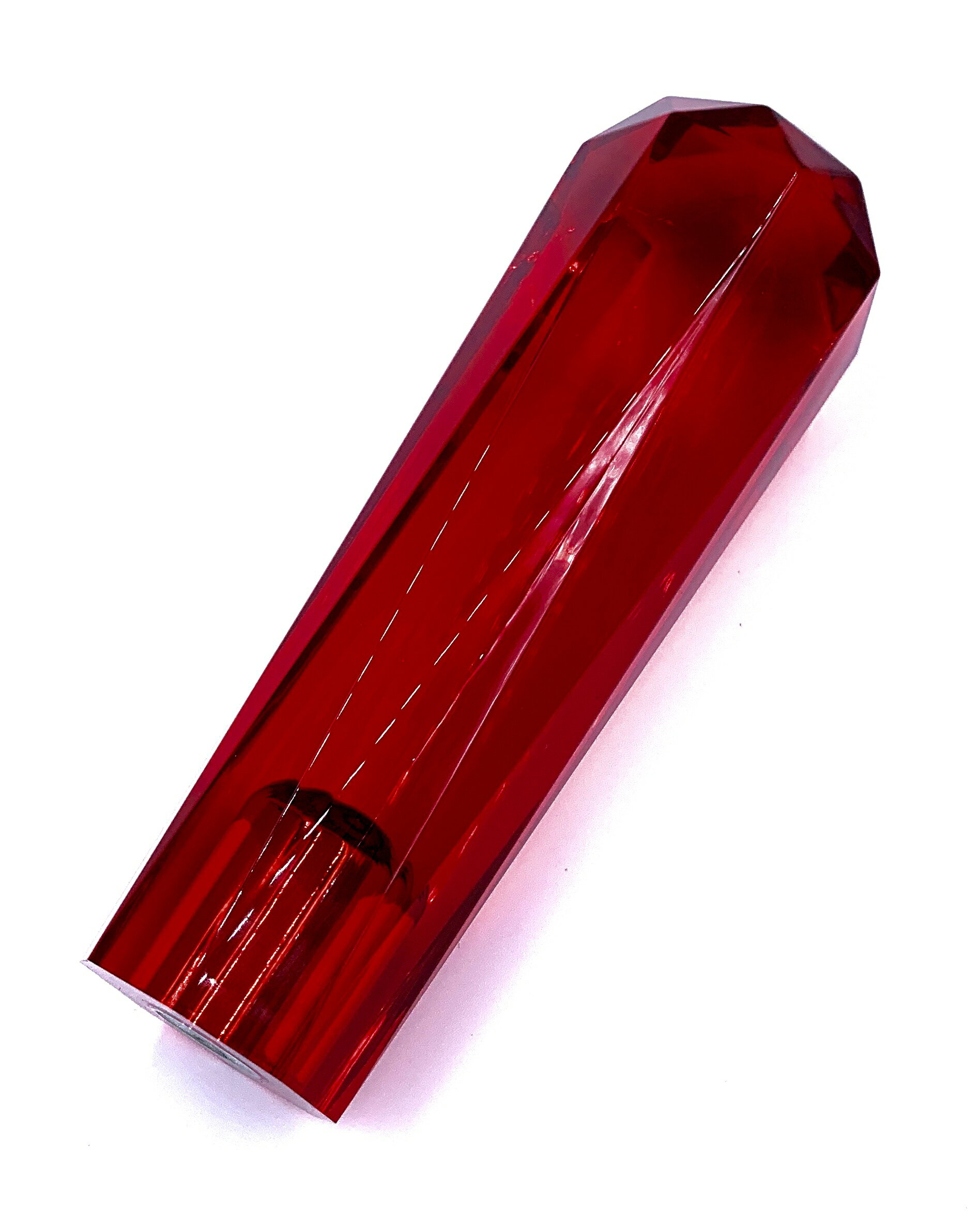 【ダイヤカットクリスタルシフトノブ　150mm】あえて泡無しで作った他にはない濃い赤色！（ルビーレッ..