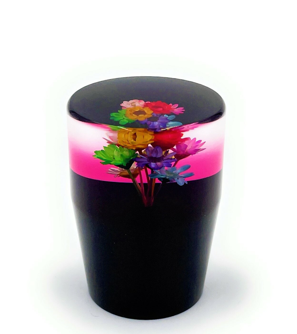 【グラデーション水中花シフトノブ　60mm】オシャレなフラットタイプ（レッド）