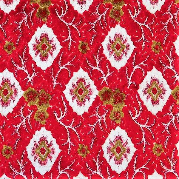 難燃証明発行可能！【金華山生地のみ　幅1350mm】1m切り売り（大花束レッド）