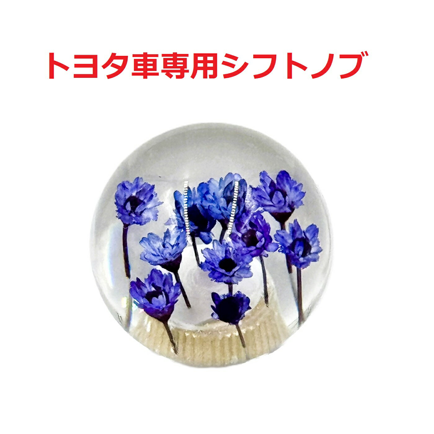 【丸型水中花シフトノブ54mmΦ　8×1.25　トヨタ車専用】珍しくて可愛い丸型水中花仕様（ブルー）