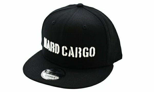 【HARDCARGO3D刺繍キャップ　NEWERA（NE400）スナップバック　HARD CARGOロゴシリーズ　ブラック×ホワイト刺繍】ハードカーゴ　ニューエラキャップ