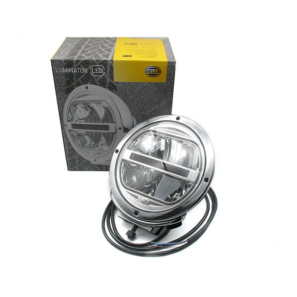 【HELLA 丸型LEDスポットライト Luminator LED (Gen.2) ポジションライト付き】ルミネーターLEDブラック(Metal)　スカニア　ボルボ