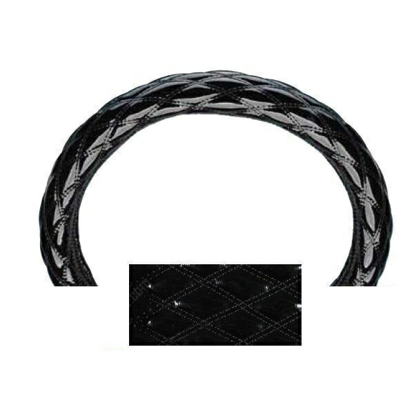 【MocoMocoハンドルカバー 太巻きAタイプ 2LS(45cm〜46cm)「スタンダードシリーズ」ブラック 黒糸 】