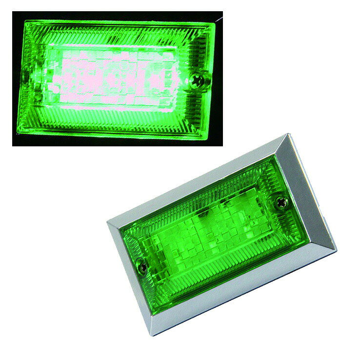 商品名 LED3ハイパワーフラットマーカーランプNEO DC24V（グリーン/グリーン） タイプ ■サイドランプ 材質 ■ベース：ABS■レンズ：PC サイズ ■縦58mm×横96mm×厚み20mm コメント ■元祖フラットマーカーランプがパワーアップ。■超高輝度LEDを3個搭載し、LED独特のシャープな輝きがナイトシーンを華麗に演出します。 ご注意事項 ■宅配便でのお届けとなります。■欠品・廃番商品の反映にはタイムラグがあります。ご了承下さい。 備考 ※こちらの商品は、メーカーお取り寄せとなります。　