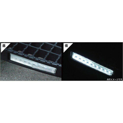 商品名 流星ステップライトDC24V（クリア/ホワイト） タイプ ■サイドランプ 材質 ■灯体：ABS樹脂 ■レンズ：PMMA コメント ■高反射リフレクターに高輝度チップLED10個を組み込んだ新発想のライト。■装着時ステップからのはみ出しを抑えるため、厚さ10mmの超薄型設計。■純正ステップ部のリフレクターと交換して取り付け（ステップ部に純正リフレクターが付いてない車種は別途穴あけ加工が必要）です。※こちらの商品は車検非対応です。 ご注意事項 ■宅配便でのお届けとなります。■欠品・廃番商品の反映にはタイムラグがあります。ご了承下さい。 備考 ※こちらの商品はランニングチェンジにつき、品番が変更となっております。　
