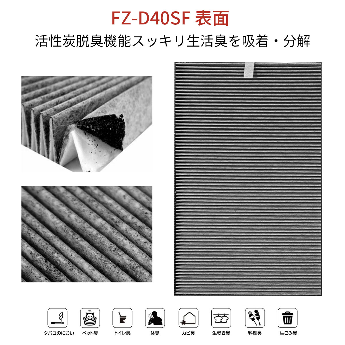 FZ-D40SF 集じん・脱臭一体型フィルター fz-d40sf 使い捨てプレフィルター(6枚入) fz-pf51f1 シャープ 加湿空気清浄機 フィルター KC-D40-W KC-E40-W KC-F40-W 交換用フィルターセット「互換品」