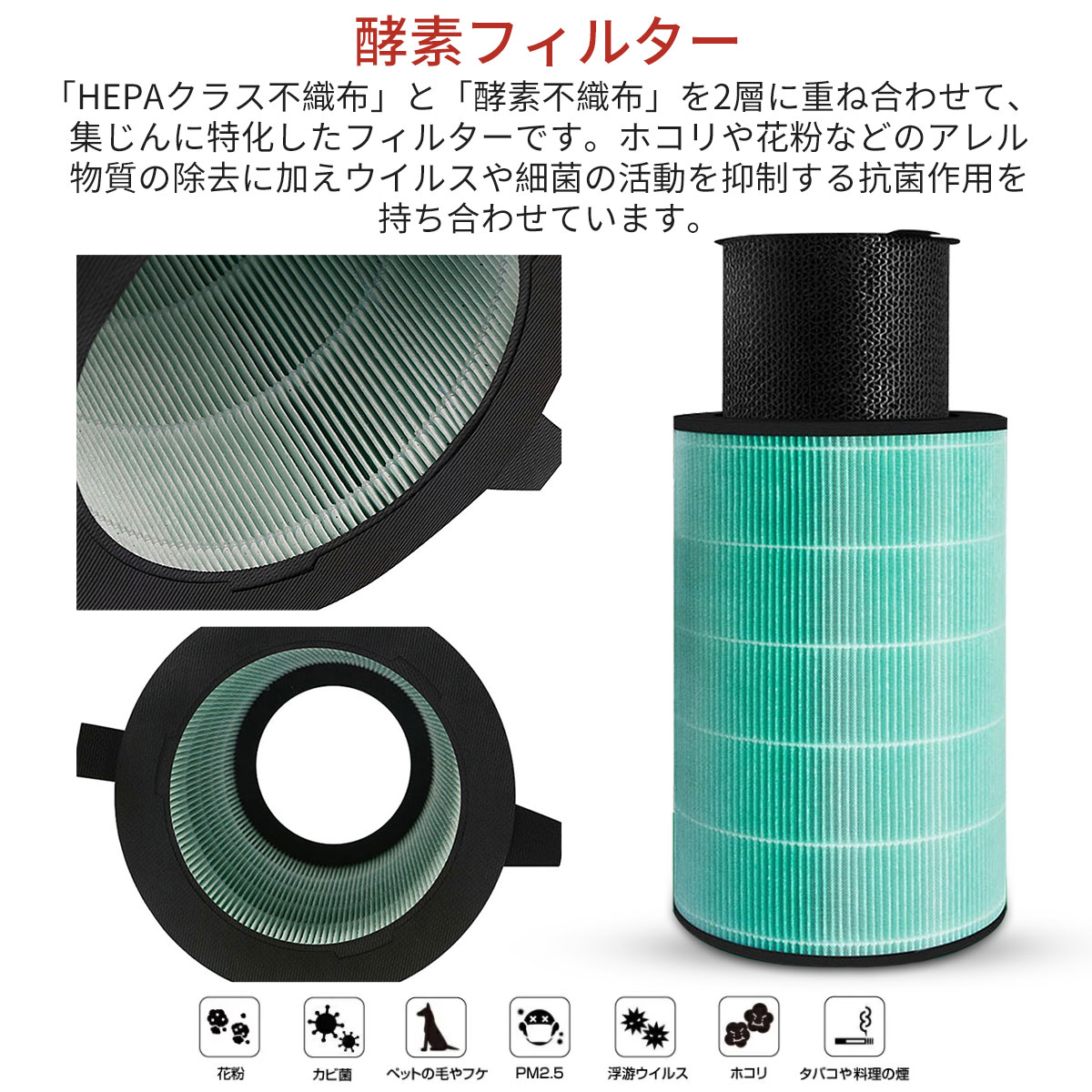 EJT-S200 360°酵素フィルター バルミューダ ejts-200 空気清浄機 フィルター AirEngine（エア エンジン）、JetClean（ジェットクリーン）交換用 触媒脱臭フィルター 「互換品」